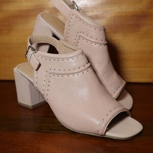 Donald J Pliner PennySP Slingback Open Toe Heel Women's 9.5M Beige Buckle